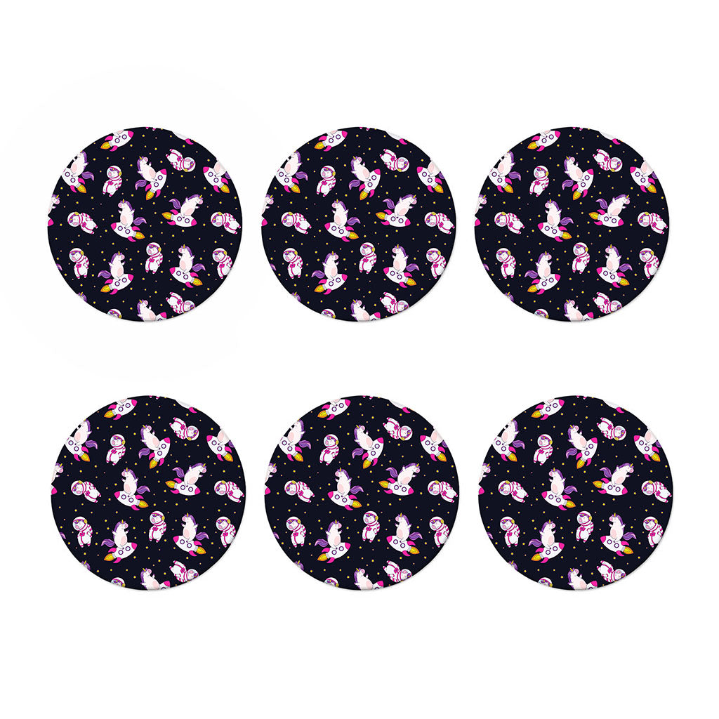 Space Astronaut Unicorn Pattern Print Coaster Set