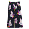 Space Astronaut Unicorn Pattern Print Cotton Front Slit Maxi Skirt