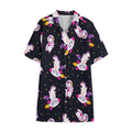 Space Astronaut Unicorn Pattern Print Cotton Hawaiian Shirt