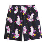 Space Astronaut Unicorn Pattern Print Cotton Shorts
