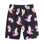 Space Astronaut Unicorn Pattern Print Cotton Shorts