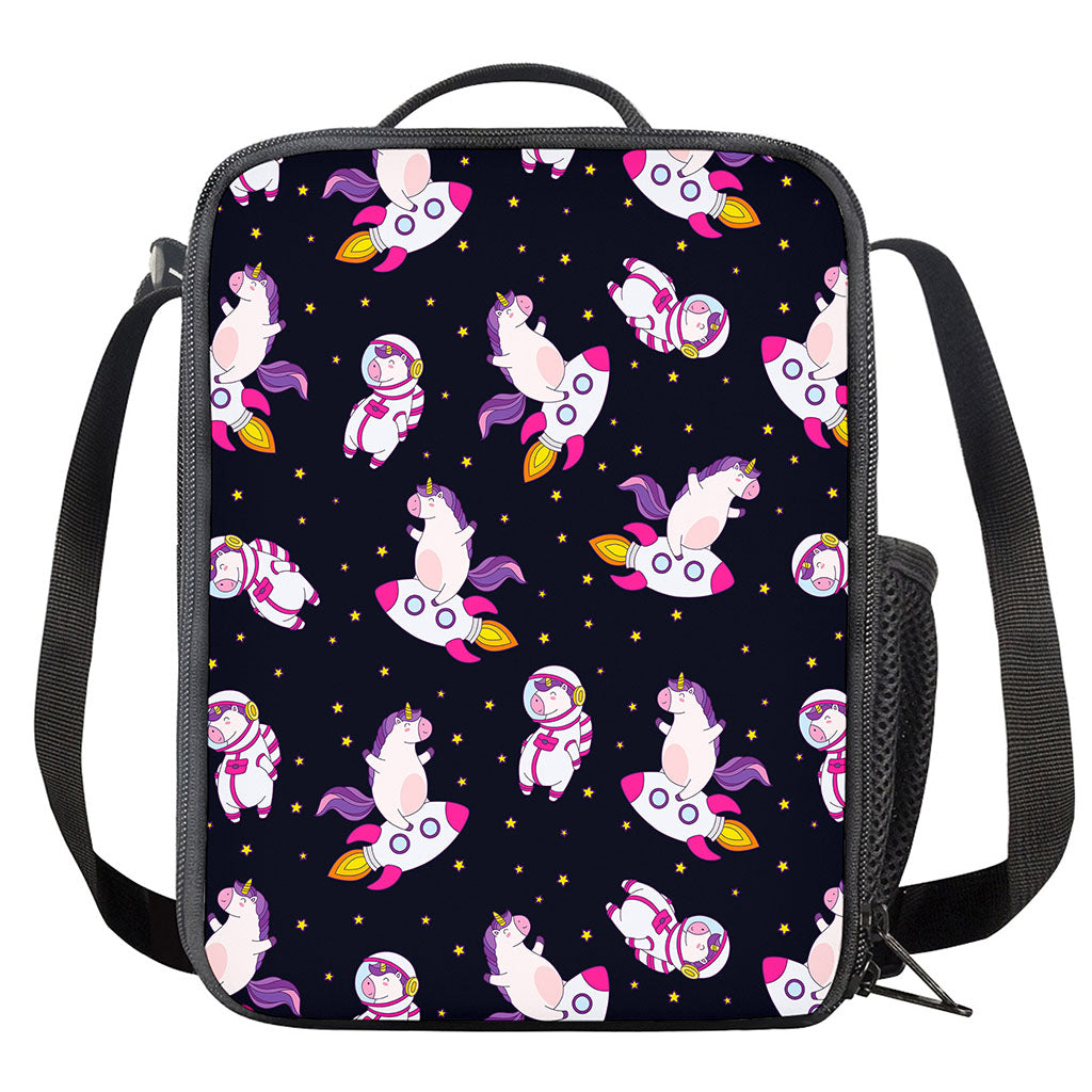 Space Astronaut Unicorn Pattern Print Crossbody Lunch Bag