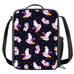 Space Astronaut Unicorn Pattern Print Crossbody Lunch Bag