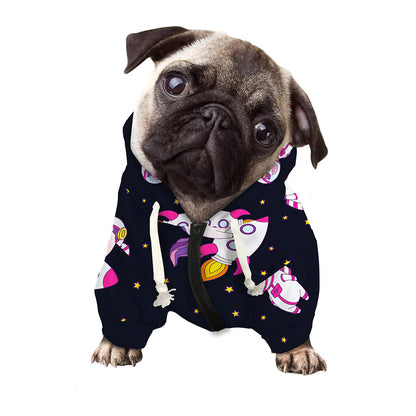 Space Astronaut Unicorn Pattern Print Dog Zip Up Hoodie