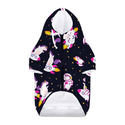 Space Astronaut Unicorn Pattern Print Dog Zip Up Hoodie