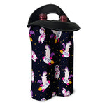 Space Astronaut Unicorn Pattern Print Double Neoprene Wine Tote