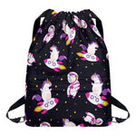 Space Astronaut Unicorn Pattern Print Drawstring Backpack