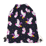 Space Astronaut Unicorn Pattern Print Drawstring Bag