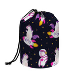 Space Astronaut Unicorn Pattern Print Drawstring Makeup Bag