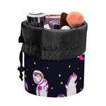 Space Astronaut Unicorn Pattern Print Drawstring Makeup Bag