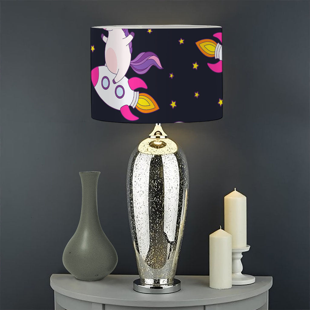 Space Astronaut Unicorn Pattern Print Drum Lamp Shade