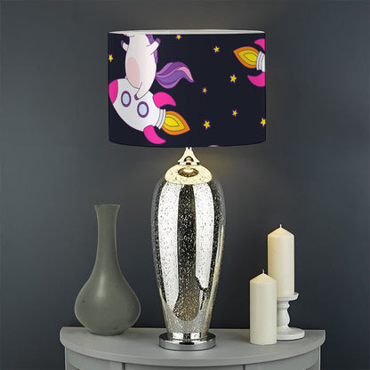 Space Astronaut Unicorn Pattern Print Drum Lamp Shade