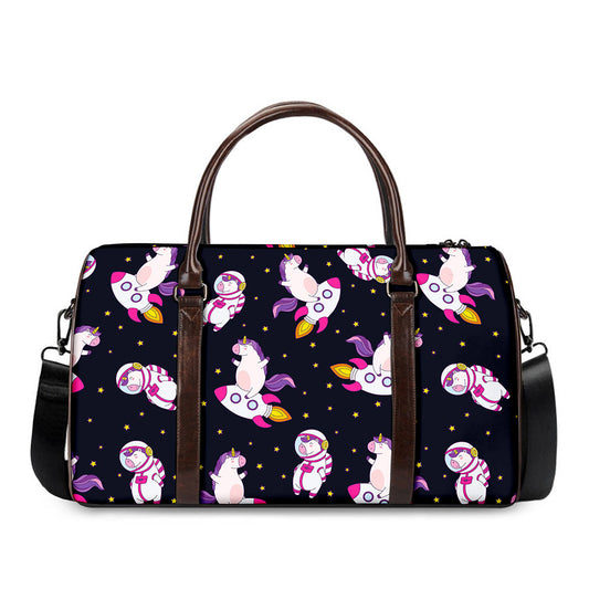 Space Astronaut Unicorn Pattern Print Duffle Bag