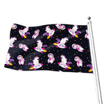 Space Astronaut Unicorn Pattern Print Flag
