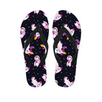 Space Astronaut Unicorn Pattern Print Flip Flops