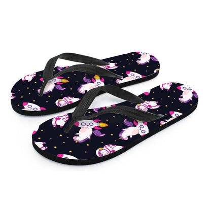 Space Astronaut Unicorn Pattern Print Flip Flops