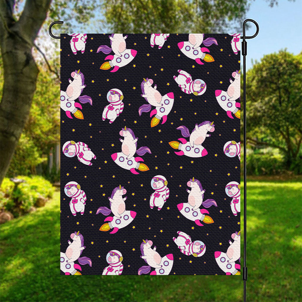 Space Astronaut Unicorn Pattern Print Garden Flag