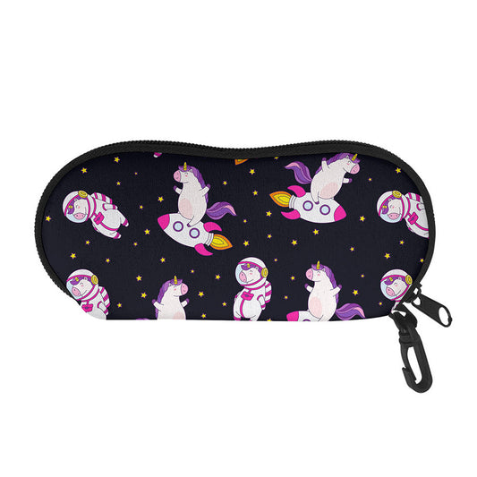 Space Astronaut Unicorn Pattern Print Glasses Case