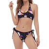 Space Astronaut Unicorn Pattern Print Halter Scoop Tie Side Bikini