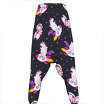 Space Astronaut Unicorn Pattern Print Hammer Pants