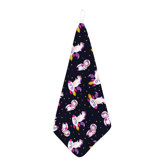 Space Astronaut Unicorn Pattern Print Hand Towel