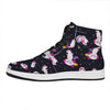 Space Astronaut Unicorn Pattern Print High Top Leather Sneakers