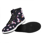 Space Astronaut Unicorn Pattern Print High Top Leather Sneakers