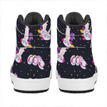 Space Astronaut Unicorn Pattern Print High Top Leather Sneakers