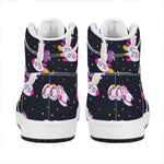 Space Astronaut Unicorn Pattern Print High Top Leather Sneakers