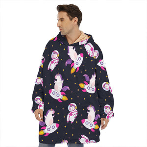 Space Astronaut Unicorn Pattern Print Hoodie Blanket