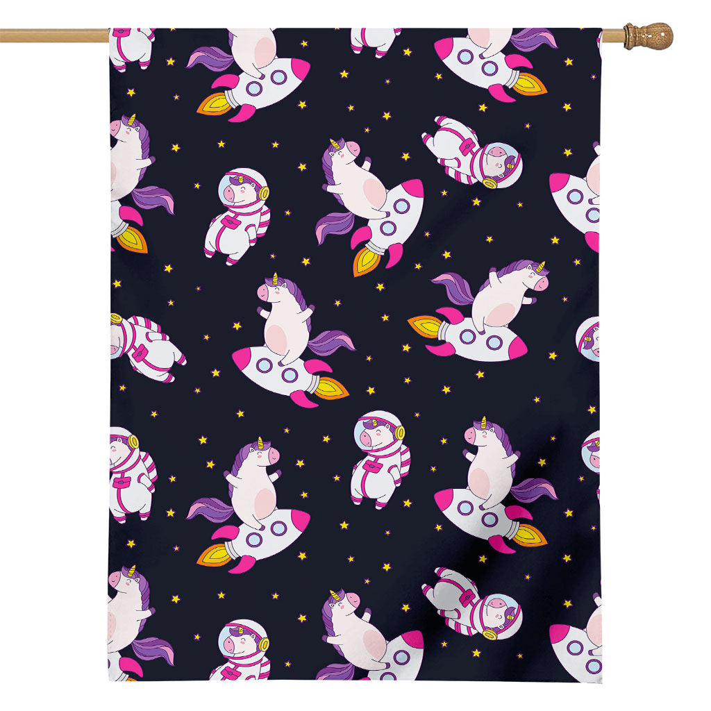 Space Astronaut Unicorn Pattern Print House Flag