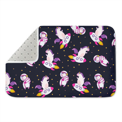 Space Astronaut Unicorn Pattern Print Indoor Door Mat