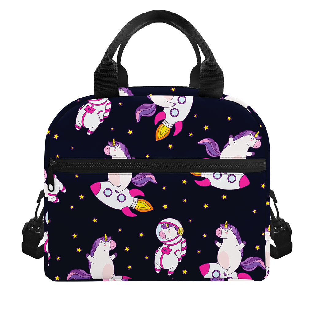 Space Astronaut Unicorn Pattern Print Insulated Lunch Bag