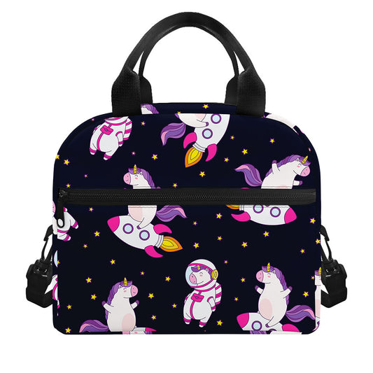 Space Astronaut Unicorn Pattern Print Insulated Lunch Bag