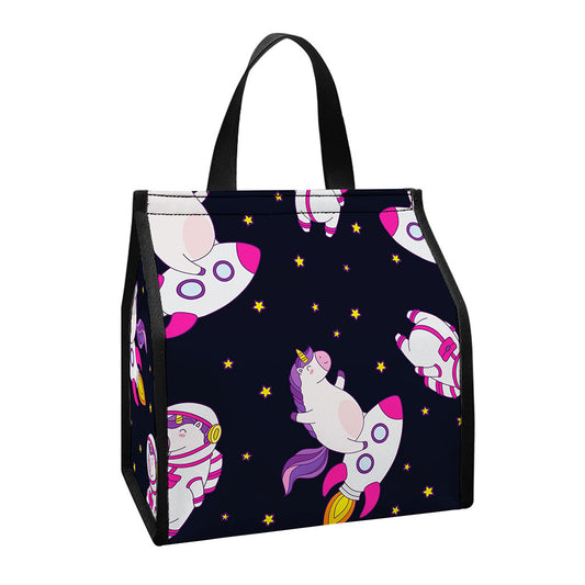 Space Astronaut Unicorn Pattern Print Insulated Lunch Tote