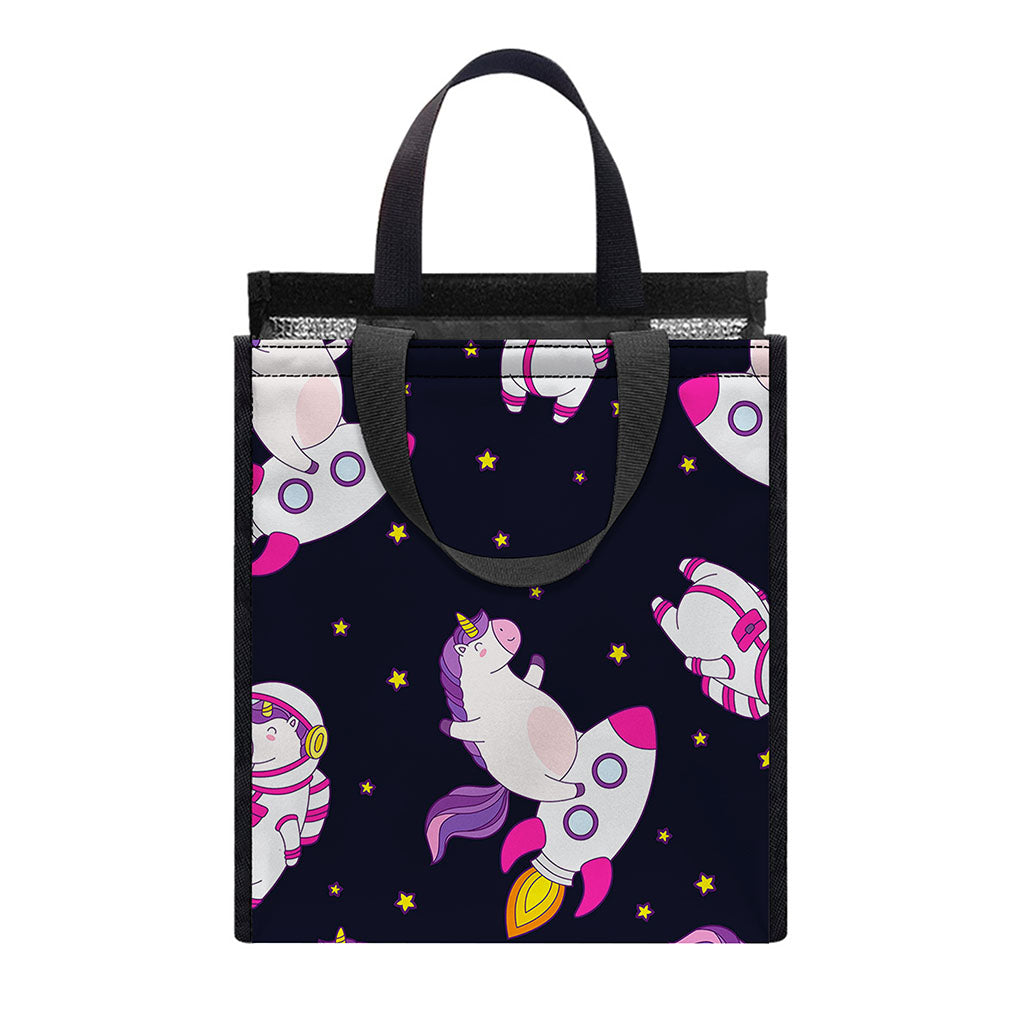Space Astronaut Unicorn Pattern Print Insulated Lunch Tote