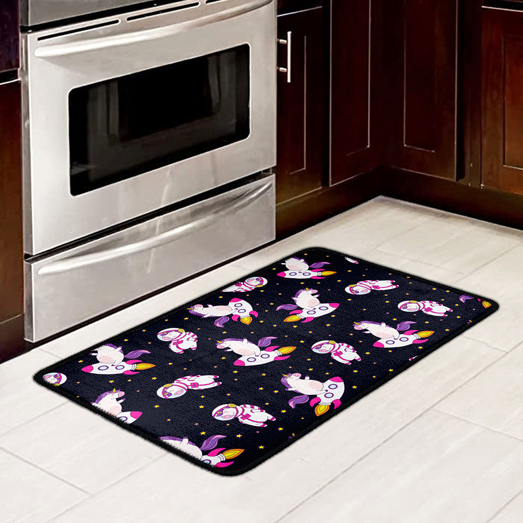 Space Astronaut Unicorn Pattern Print Kitchen Mat
