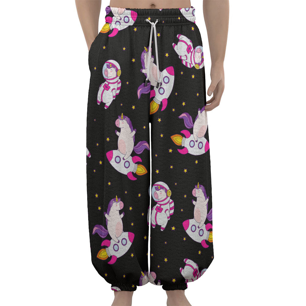 Space Astronaut Unicorn Pattern Print Lantern Pants