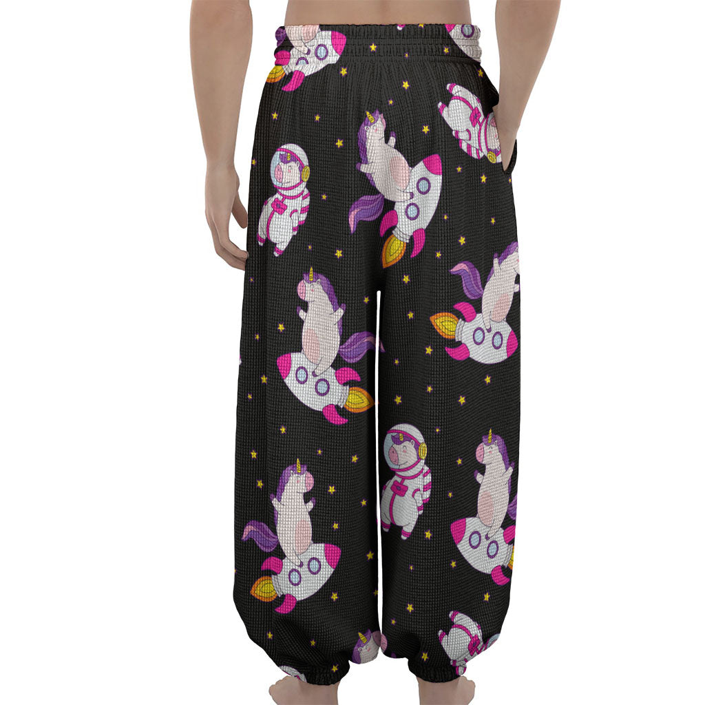 Space Astronaut Unicorn Pattern Print Lantern Pants