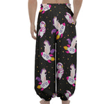 Space Astronaut Unicorn Pattern Print Lantern Pants