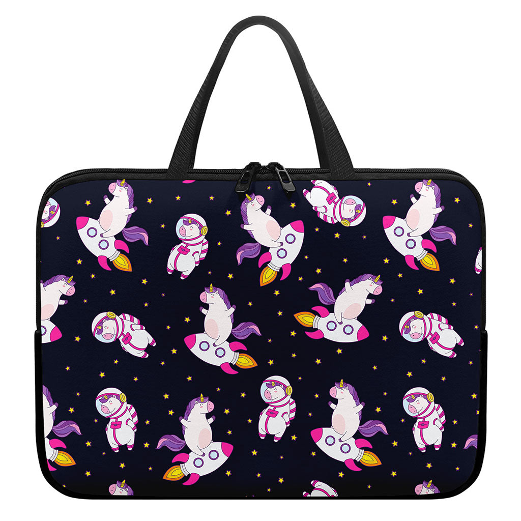 Space Astronaut Unicorn Pattern Print Laptop Sleeve With Handle
