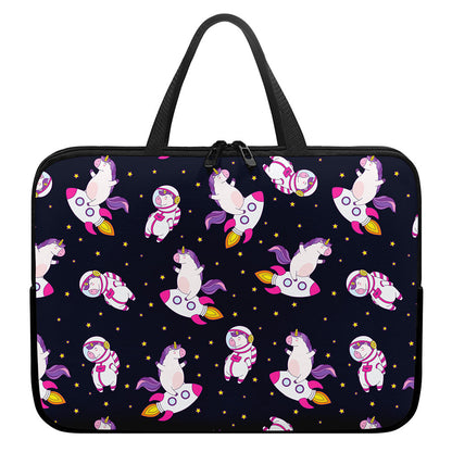 Space Astronaut Unicorn Pattern Print Laptop Sleeve With Handle