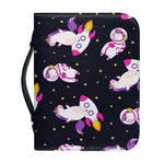 Space Astronaut Unicorn Pattern Print Leather Bible Cover