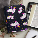 Space Astronaut Unicorn Pattern Print Leather Bible Cover