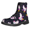 Space Astronaut Unicorn Pattern Print Lace-Up Boots