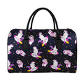 Space Astronaut Unicorn Pattern Print Leather Duffel Bag