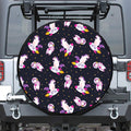 Space Astronaut Unicorn Pattern Print Leather Spare Tire Cover