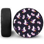 Space Astronaut Unicorn Pattern Print Leather Spare Tire Cover
