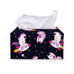 Space Astronaut Unicorn Pattern Print Leather Tissue Box Cover