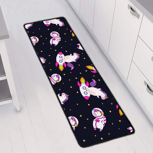 Space Astronaut Unicorn Pattern Print Long Kitchen Mat